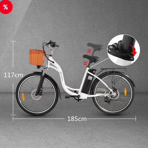 Vankel E-Bike »Elektrofahrrad 26 Zoll Damen Herren Ebike Cityrad, Pedelec«, 7 Gang Shimano, Kettenschaltung, Heckmotor 250,00 W